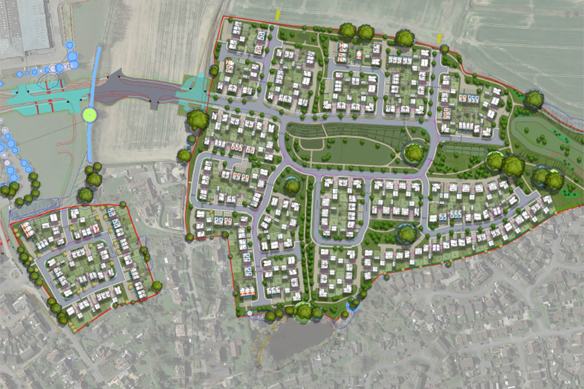 Arial illustration of plans for Tasley Gateway, Bridgnorth development