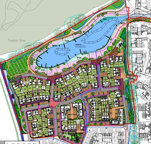 Arial illustration of plans for Shaw Lane, Elland development