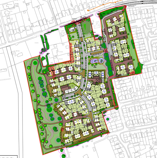 Arial view of where the Red Rose Lane, Blackmore development will be located